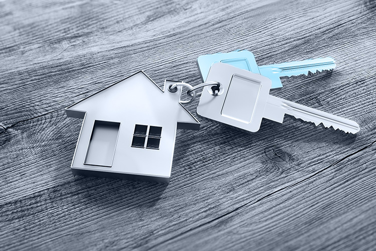 porte-clés en forme de maison avec deux clés